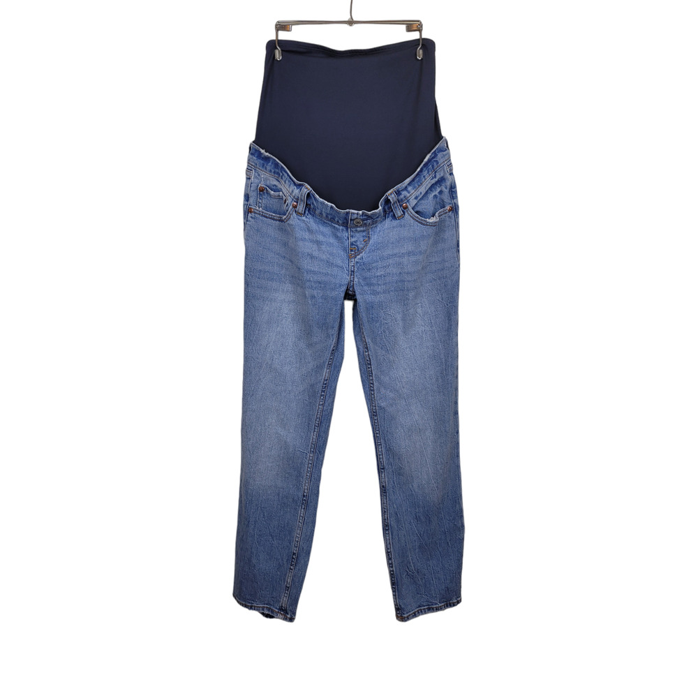 Abercrombie & Fitch The Ankle Straight Distressed Maternity Jeans Medium Wash